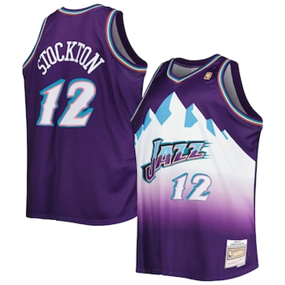 Men's Mitchell & Ness John Stockton Purple Utah Jazz Big Tall Hardwood Classics 1996/97 Swingman Jersey