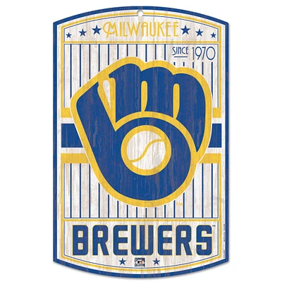 WinCraft Milwaukee Brewers 11" x 17" Decorative Cooperstown Collection Wood Sign