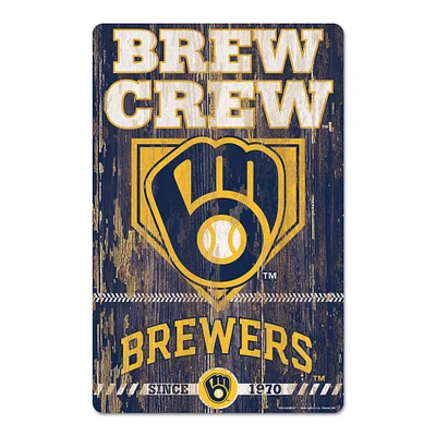 WinCraft Milwaukee Brewers 11'' x 17'' Slogan Wood Sign