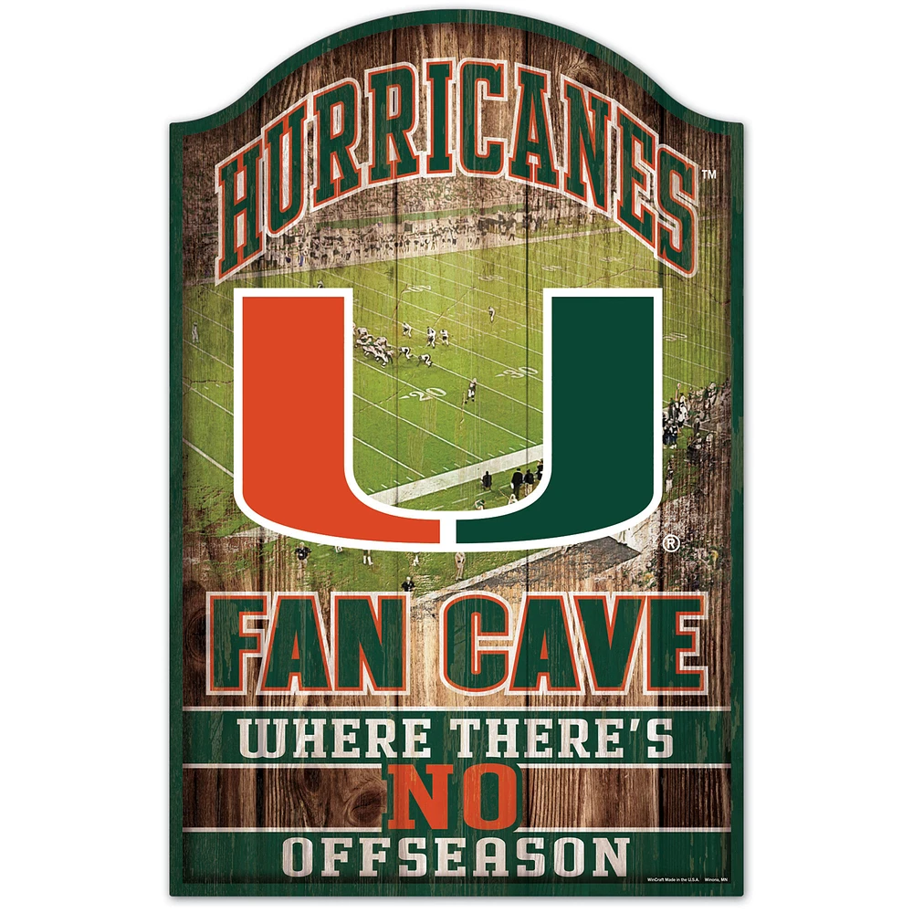 WinCraft Miami Hurricanes 11" x 17'" Decorative Fan Cave Wood Sign