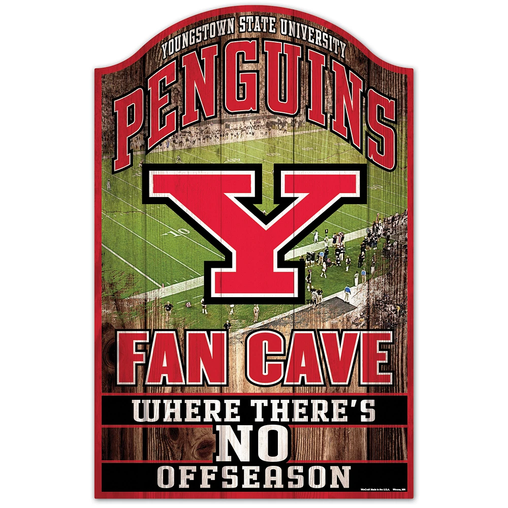 WinCraft Youngstown State Penguins 11" x 17'" Decorative Fan Cave Wood Sign