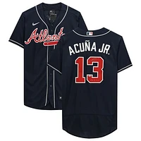 Ronald Acuna Jr. Atlanta Braves Autographed Navy Nike Authentic Jersey with ''2018 NL ROY'' Inscription