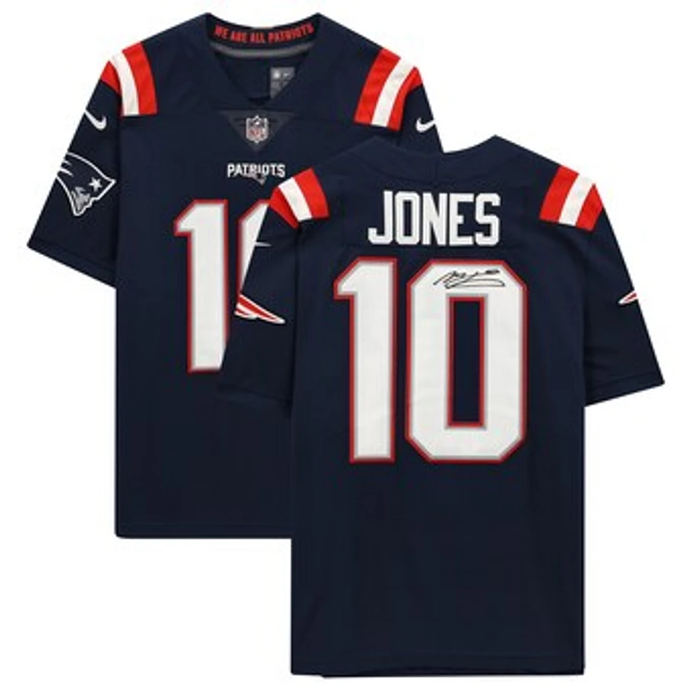 Mac Jones Navy New England Patriots Autographed Nike Limited Jersey