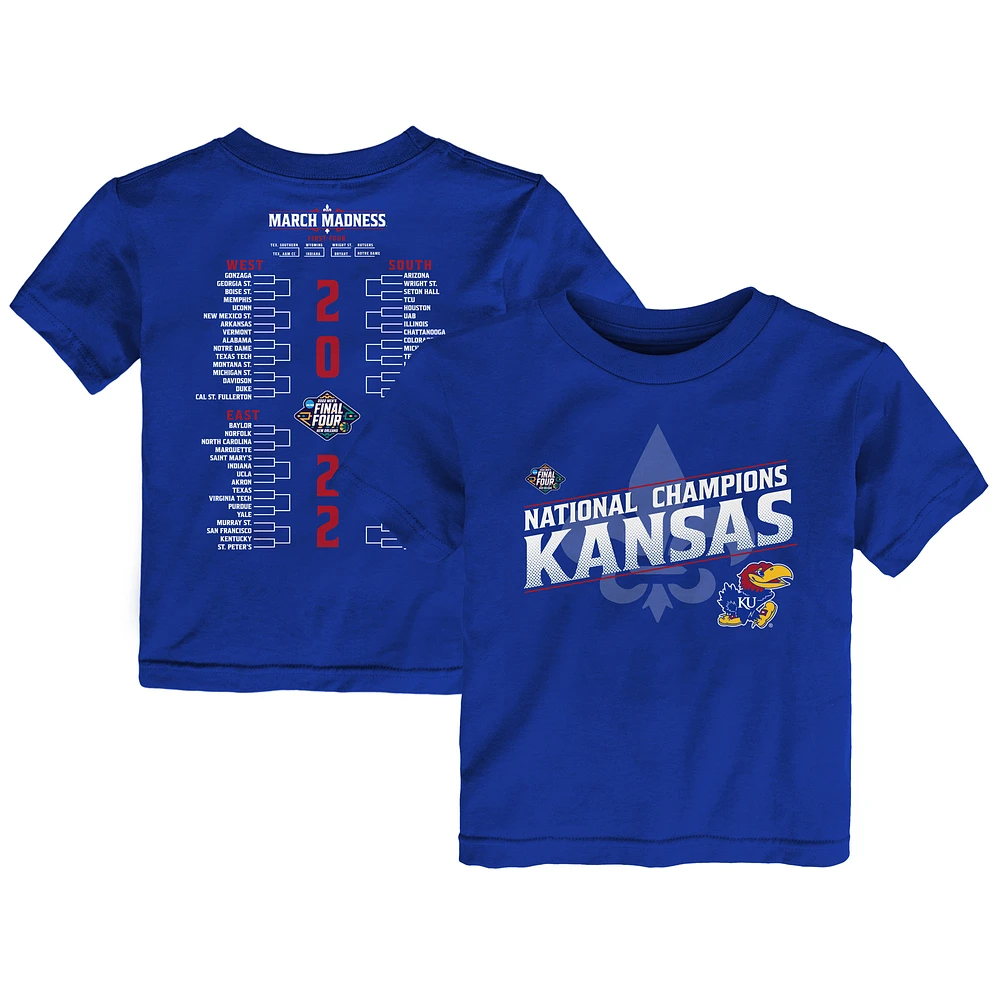 Toddler Royal Kansas Jayhawks 2022 NCAA Men's Basketball National Champions Bracket T-Shirt