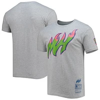 Men's Mitchell & Ness Heathered Gray Miami Heat Hardwood Classics Color Bomb Energy T-Shirt