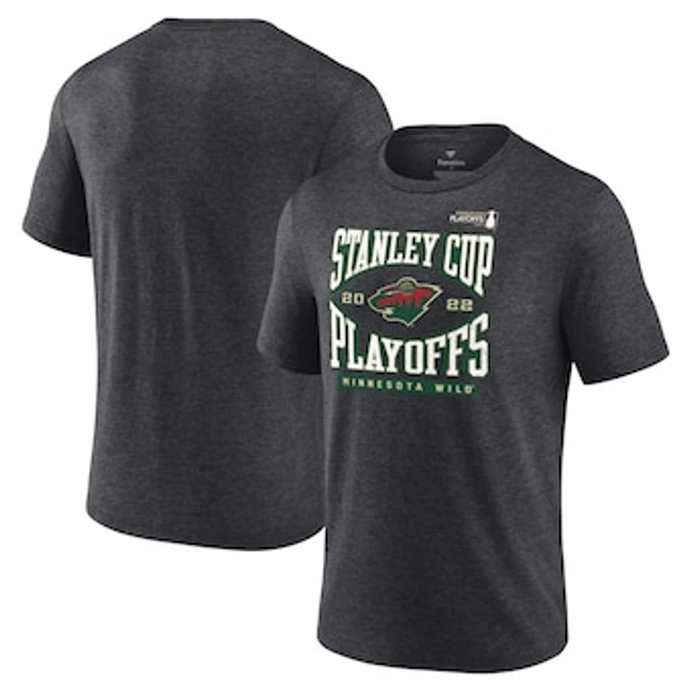 Men's Fanatics Charcoal Minnesota Wild 2022 Stanley Cup Playoffs Wraparound T-Shirt