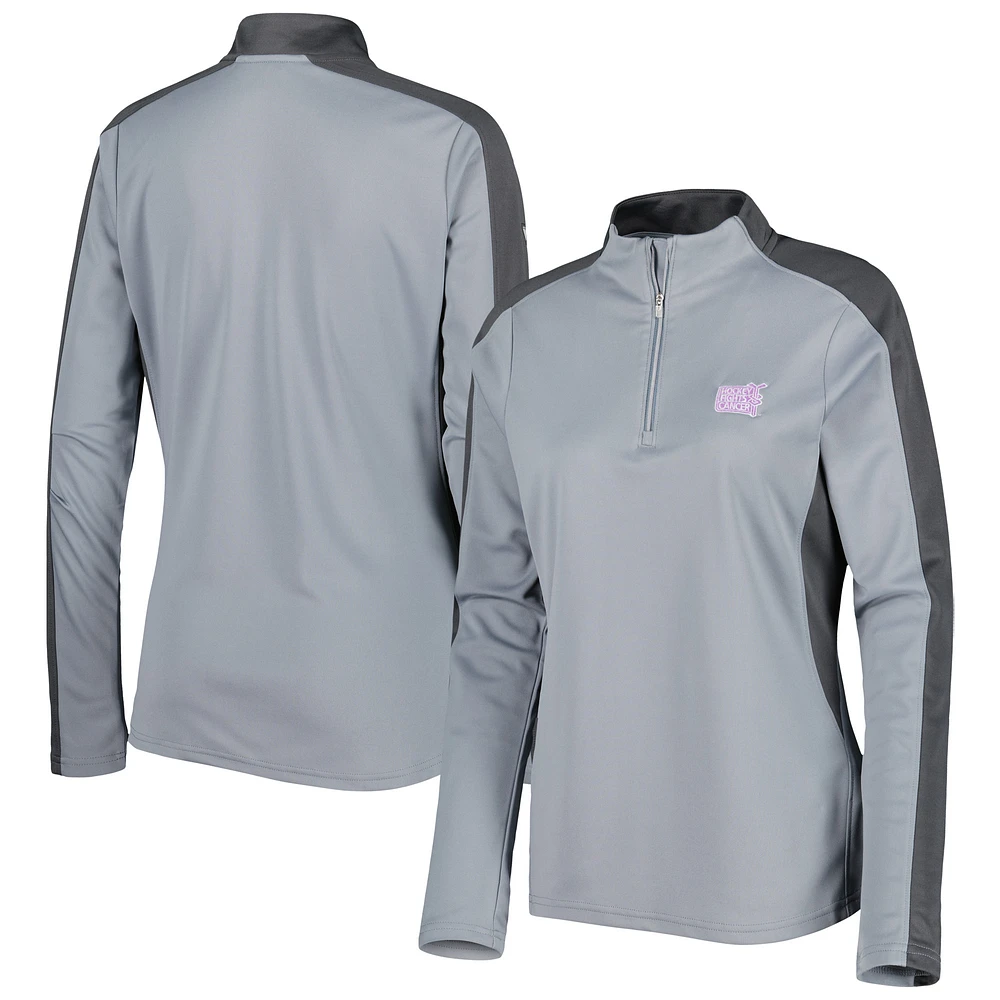 Women's Levelwear Gray/Charcoal NHL 2022 Hockey Fights Cancer Remi - Quarter-Zip Top