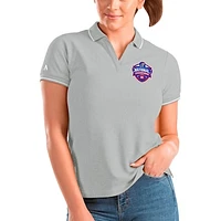 Women's Antigua Heathered Gray Kansas Jayhawks 2022 NCAA Men's Basketball National Champions Affluent Polo