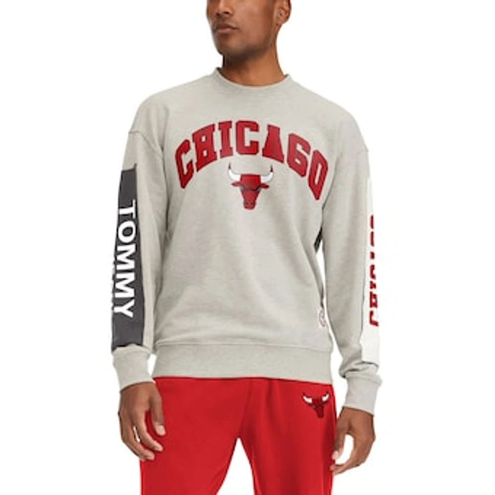 Men's Tommy Jeans Gray Chicago Bulls James Patch Pullover Sweatshirt