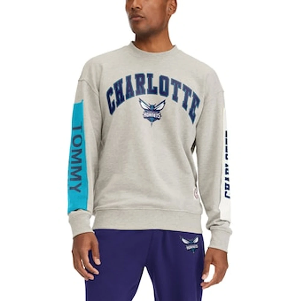 Men's Tommy Jeans Gray Charlotte Hornets James Patch Pullover Sweatshirt