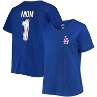 Women's Royal Los Angeles Dodgers Plus Size #1 Mom 2-Hit T-Shirt