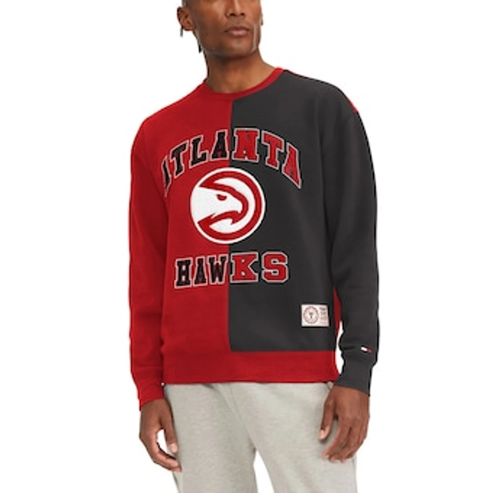 Men's Tommy Jeans Red/Black Atlanta Hawks Keith Split Pullover Sweatshirt