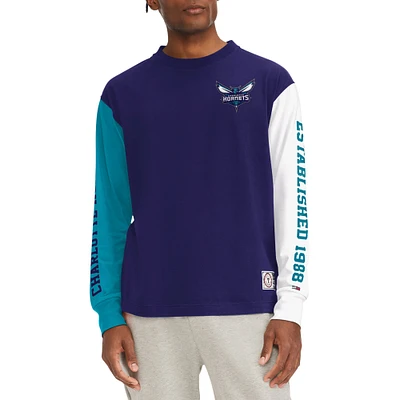 Men's Tommy Jeans Purple Charlotte Hornets Richie Color Block Long Sleeve T-Shirt