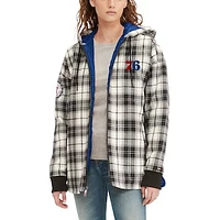 Women's Tommy Jeans Black/Cream Philadelphia 76ers Molly Flannel Full-Zip Hoodie