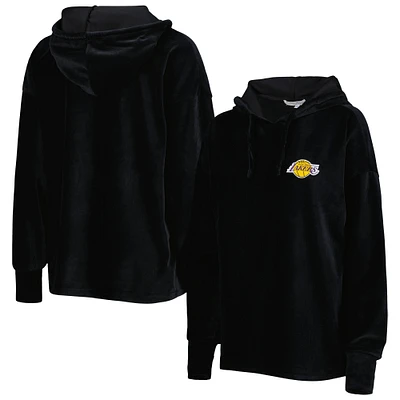 Women's Touch Black Los Angeles Lakers End Line Velour Pullover Hoodie