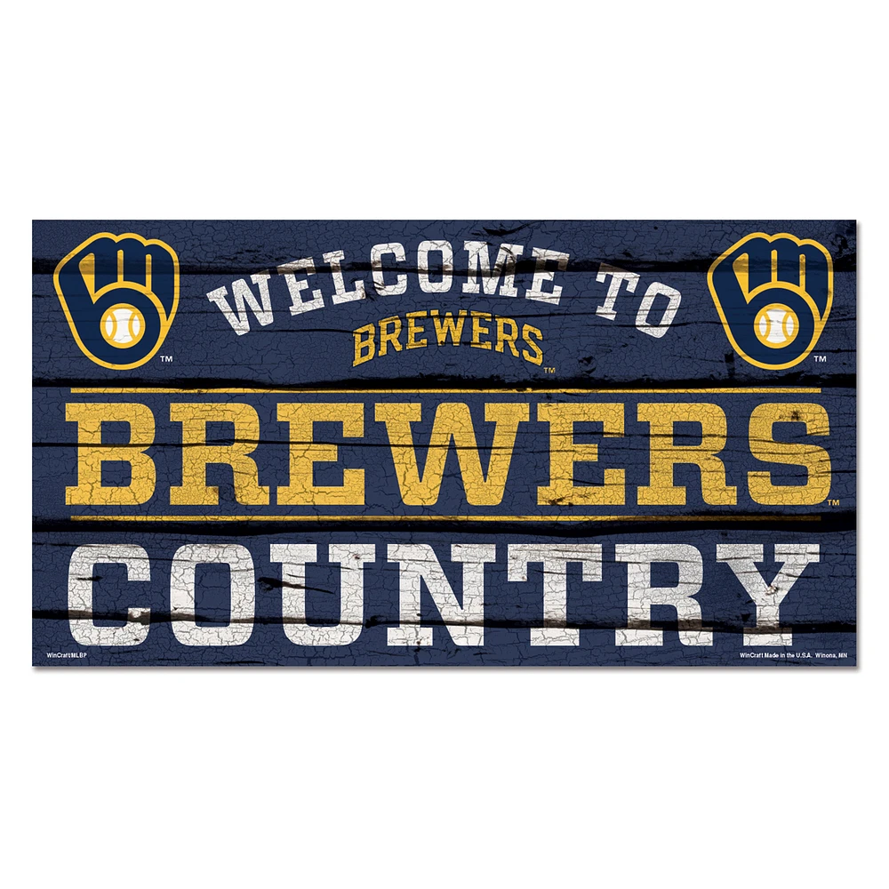 WinCraft Milwaukee Brewers 13''x 24'' Country Wood Sign