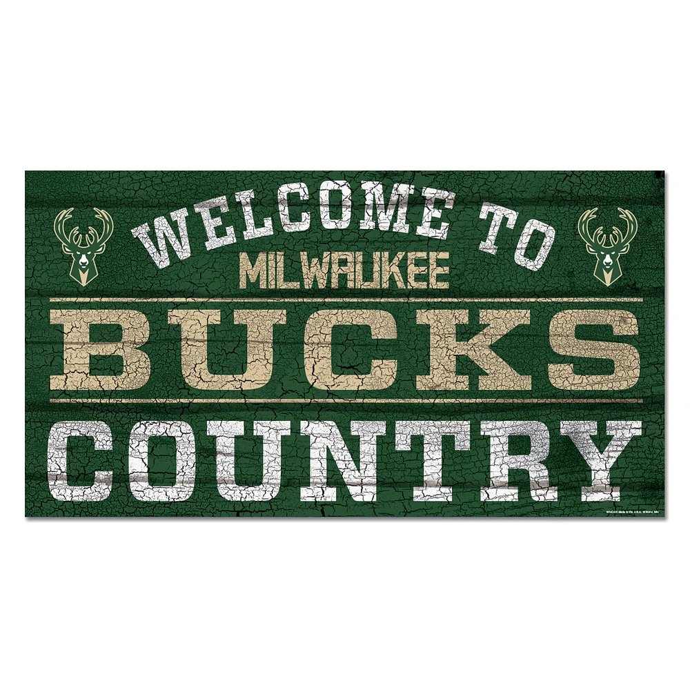 WinCraft Milwaukee Bucks 13''x 24'' Country Wood Sign