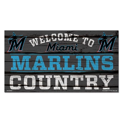 WinCraft Miami Marlins 13''x 24'' Country Wood Sign