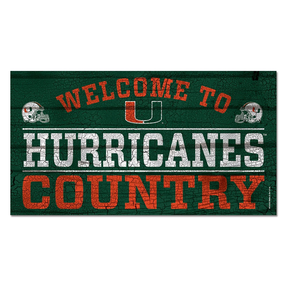 WinCraft Miami Hurricanes 13''x 24'' Country Wood Sign