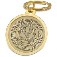 Gold Southern Connecticut Owls Split-Wire Key Ring
