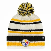 Youth '47 Cream Pittsburgh Steelers Driftway Cuffed Knit with Pom