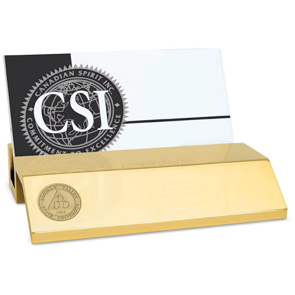 Saginaw Valley State Cardinals Gold Business Card Holder