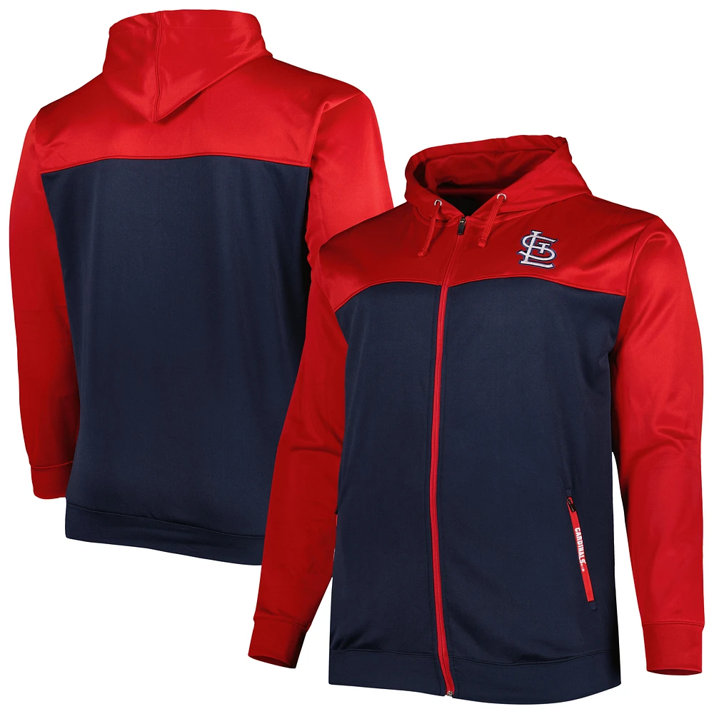 Men's Red/Navy St. Louis Cardinals Big & Tall Yoke Full-Zip Hoodie