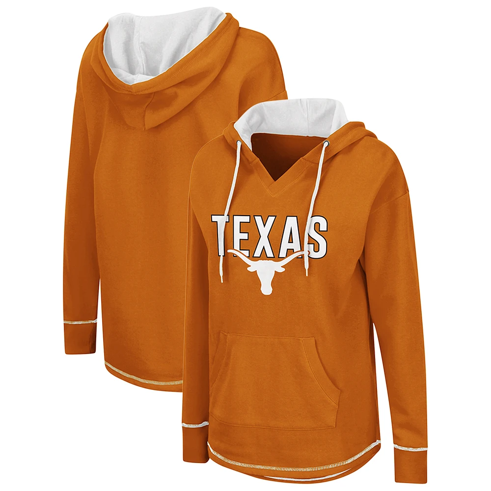 Women's Colosseum Texas Orange Longhorns Tunic Pullover V-Neck Hoodie