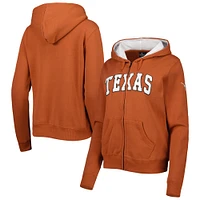 Women's Colosseum Texas Orange Texas Longhorns Arched Name Full-Zip Hoodie