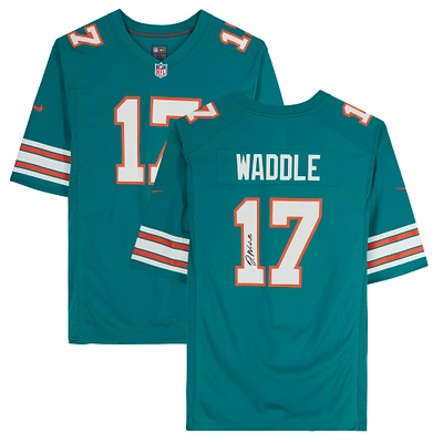 Jaylen Waddle Aqua Miami Dolphins Autographed Nike Throwback Game Jersey