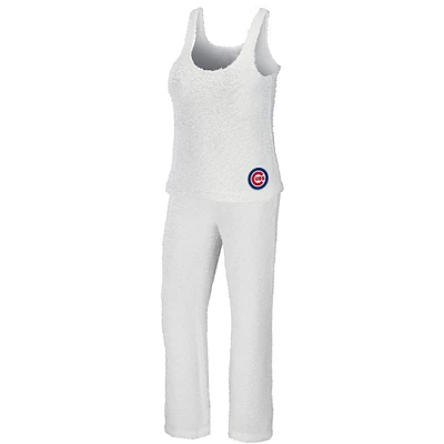 Women's WEAR by Erin Andrews Cream Chicago Cubs Plus Cozy Scoop Neck Tank Top & Pants Set