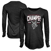 Women's Blue 84 Heathered Black South Carolina Gamecocks 2022 NCAA Women's Basketball National Champions Cut The Net Long Sleeve T-Shirt