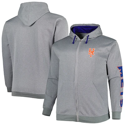 Men's Profile Ash New York Mets Big & Tall Pullover Hoodie