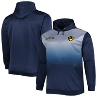 Men's Navy Milwaukee Brewers Fade Sublimated Fleece Pullover Hoodie