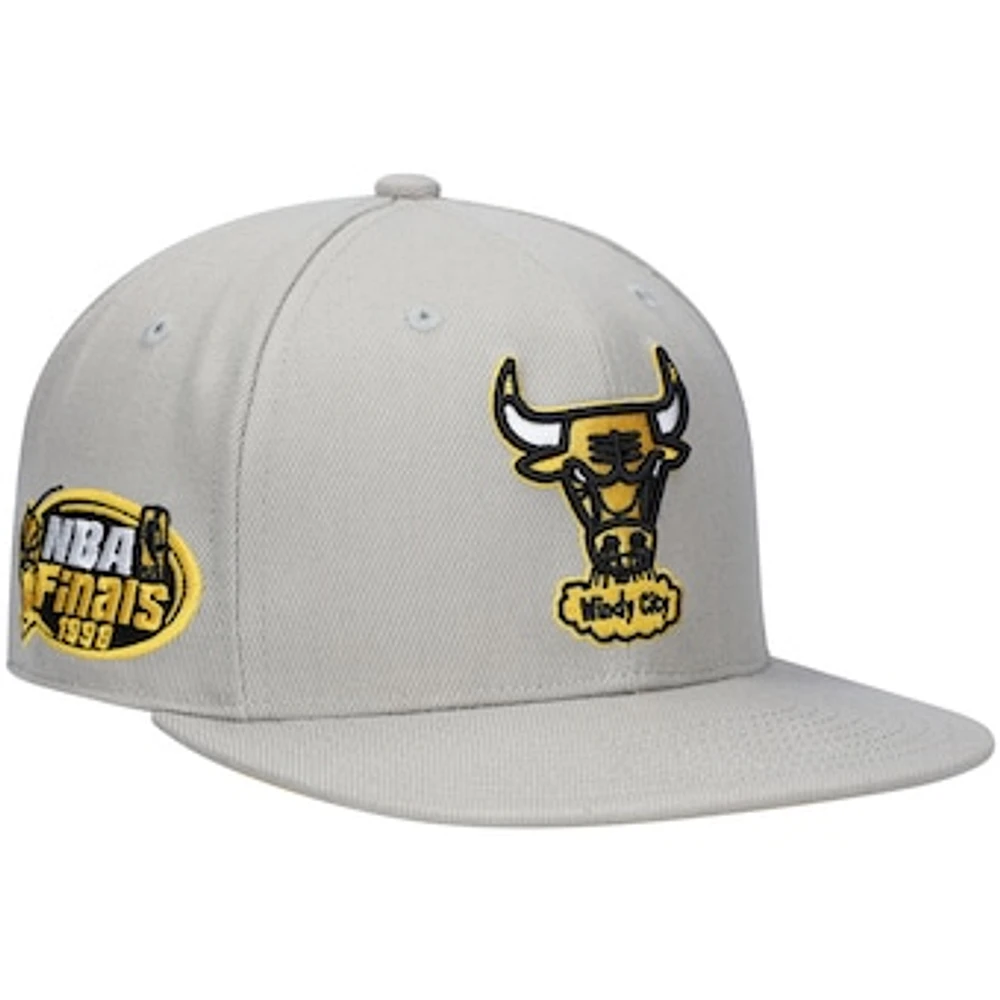 Men's Mitchell & Ness Gray Chicago Bulls Hardwood Classics 1998 NBA Finals Sunny Fitted Hat