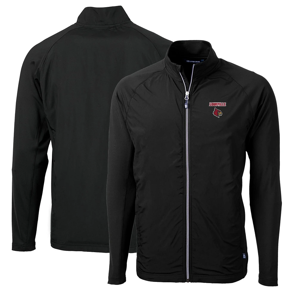 Men's Cutter & Buck Black Louisville Cardinals Big Tall Adapt Eco Knit Hybrid Recycled Full-Zip Jacket