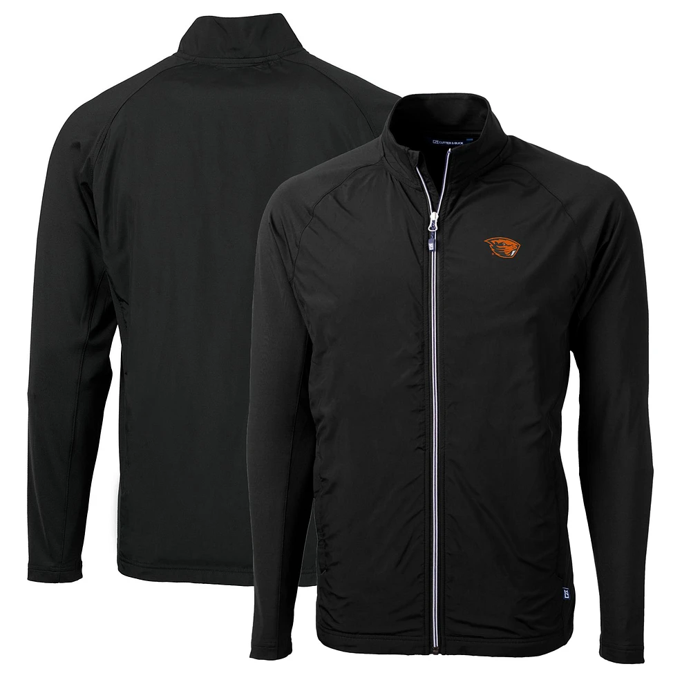 Men's Cutter & Buck Black Oregon State Beavers Big Tall Adapt Eco Knit Hybrid Recycled Full-Zip Jacket