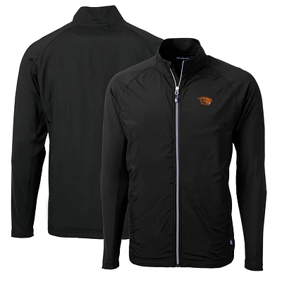 Men's Cutter & Buck Black Oregon State Beavers Big Tall Adapt Eco Knit Hybrid Recycled Full-Zip Jacket