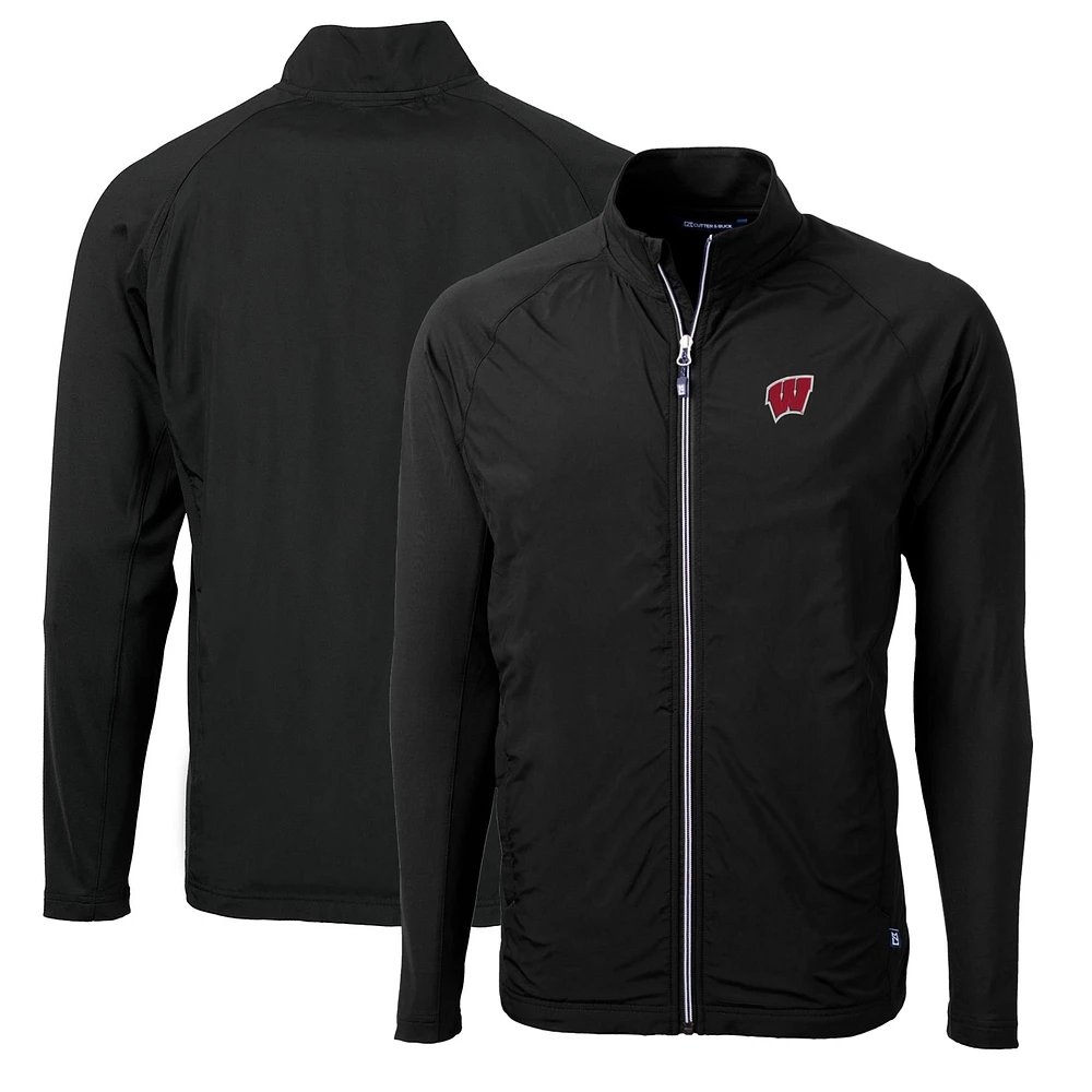 Men's Cutter & Buck Wisconsin Badgers Big Tall Adapt Eco Knit Hybrid Recycled Full-Zip Jacket