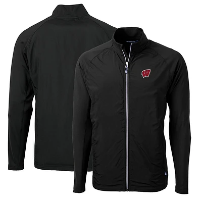 Men's Cutter & Buck Wisconsin Badgers Big Tall Adapt Eco Knit Hybrid Recycled Full-Zip Jacket