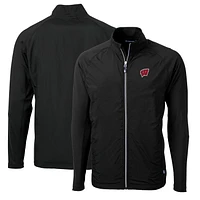 Men's Cutter & Buck Wisconsin Badgers Big Tall Adapt Eco Knit Hybrid Recycled Full-Zip Jacket