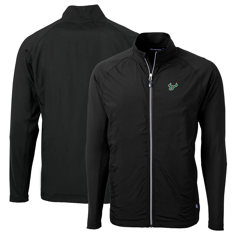 Men's Cutter & Buck Black South Florida Bulls Big Tall Adapt Eco Knit Hybrid Recycled Full-Zip Jacket