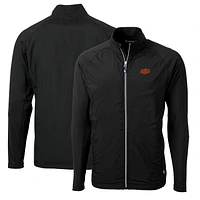 Men's Cutter & Buck Black Oklahoma State Cowboys Big Tall Adapt Eco Knit Hybrid Recycled Full-Zip Jacket