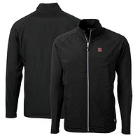 Men's Cutter & Buck Black Rutgers Scarlet Knights Big Tall Adapt Eco Knit Hybrid Recycled Full-Zip Jacket