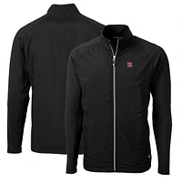 Men's Cutter & Buck Black Rutgers Scarlet Knights Big Tall Adapt Eco Knit Hybrid Recycled Full-Zip Jacket