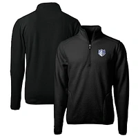 Men's Cutter & Buck Black Saint Louis Billikens Big Tall Cascade Eco Sherpa Fleece Quarter-Zip Jacket