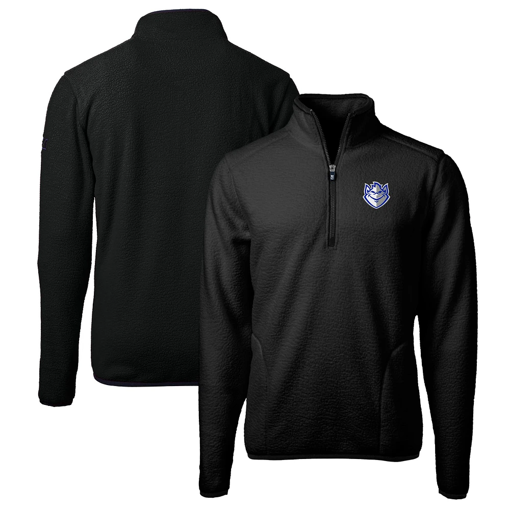 Men's Cutter & Buck Black Saint Louis Billikens Big Tall Cascade Eco Sherpa Fleece Quarter-Zip Jacket