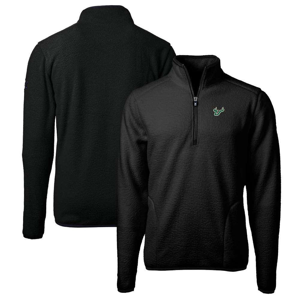 Men's Cutter & Buck Black South Florida Bulls Big Tall Cascade Eco Sherpa Fleece Quarter-Zip Jacket