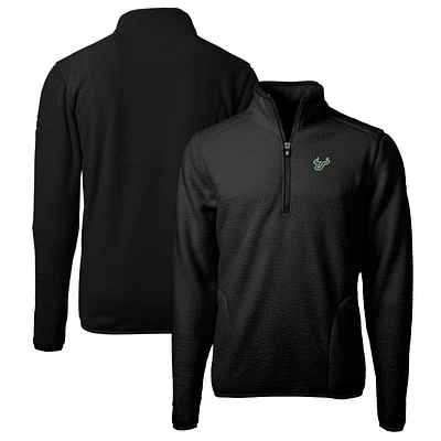Men's Cutter & Buck Black South Florida Bulls Big Tall Cascade Eco Sherpa Fleece Quarter-Zip Jacket