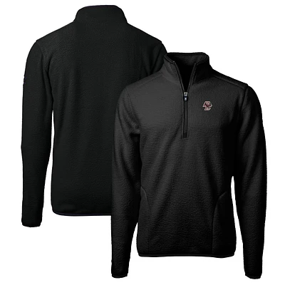 Men's Cutter & Buck Black Boston College Eagles Big Tall Cascade Eco Sherpa Fleece Quarter-Zip Jacket
